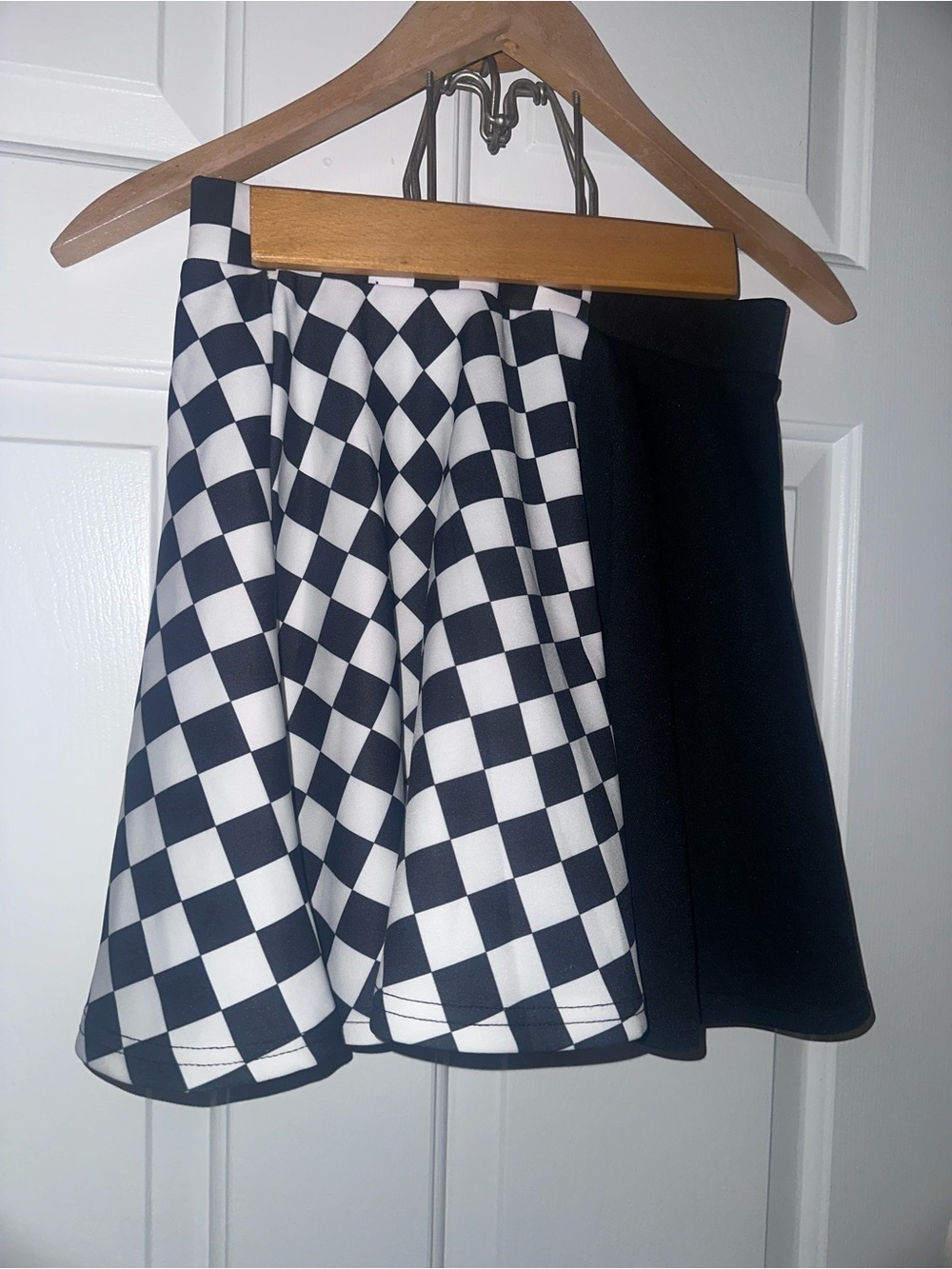 Black & White Checkerboard A-Line Skirt